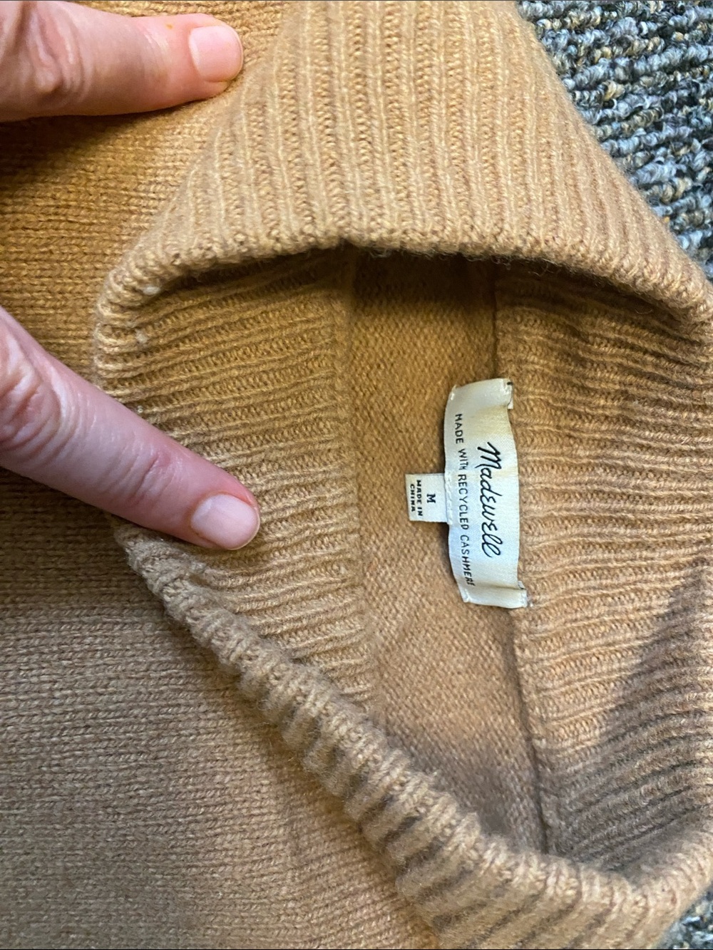 Madewell Camel Long Sleeve Knit Midi Dress in Recycled Cashmere - Picture 14 of 15